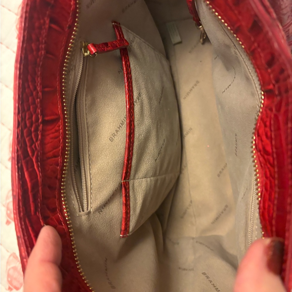Brahmin Red Croc-Embossed Lena Satchel - Picture 8 of 13